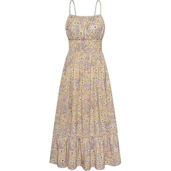 Milkmaid Women's Summer Floral Split Maxi Dress - Puff Sleeve Boho